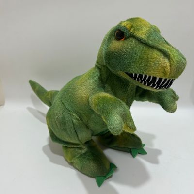 คำรามและเคลื่อนย้ายไดโนเสาร์สีเขียวตุ๊กตาเด็กเล่นของเล่นยัดไส้ทางปัญญาสัตว์เหมือนจริง