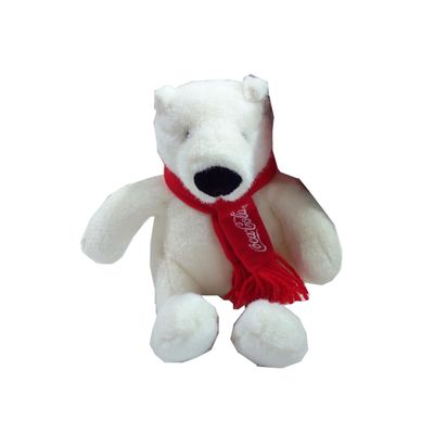 29 ซม. 11.42 นิ้วของขวัญตุ๊กตาสัตว์หมีขาวโคคาโคล่าพร้อมผ้าพันคอสีแดง