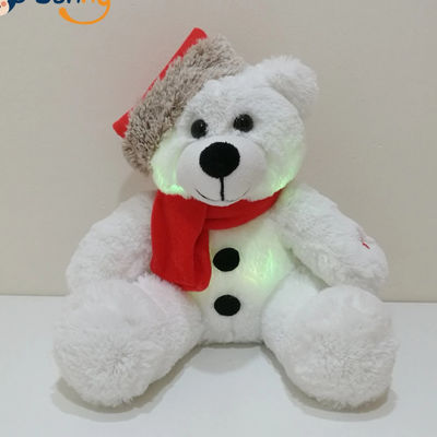 คริสต์มาสไฟ LED ตุ๊กตาหมีพร้อมหมวกซานต้าของขวัญเด็ก LED ตุ๊กตาหมีเด็ก