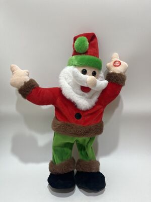 Waving and Singing Santa Plush Toy Green Pants Musical Doll Electric Animated
