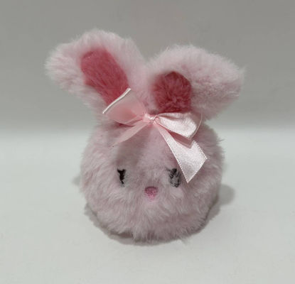 100% PP ผ้าใบ Cute กลมเครียด & สัตว์ Plush stuffed สีชมพูกระต่าย Toy กับ Keychain