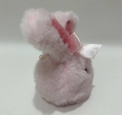 100% PP ผ้าใบ Cute กลมเครียด & สัตว์ Plush stuffed สีชมพูกระต่าย Toy กับ Keychain