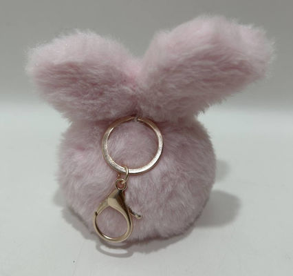 100% PP ผ้าใบ Cute กลมเครียด & สัตว์ Plush stuffed สีชมพูกระต่าย Toy กับ Keychain