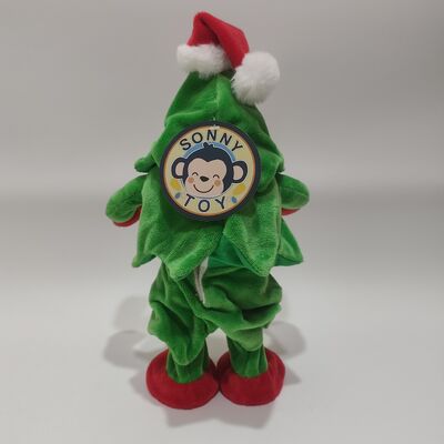 ไม้คริสต์มาสที่ร้องเพลงและเต้นรํา ด้วยดนตรีและการเคลื่อนไหว