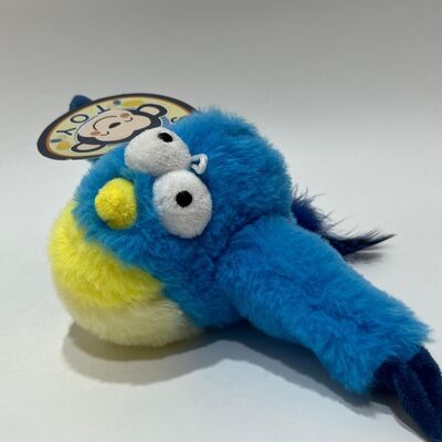 Blue Chubby Bird Plush Toy with Sound Squeeze to Chirp Funny Stuffed Bird Interactive Stress Relief Toy