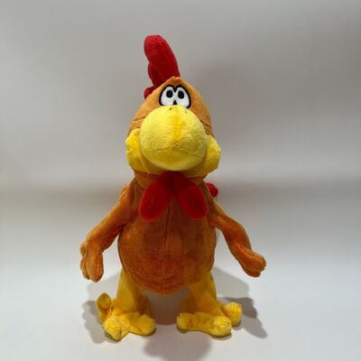 ตุ๊กตาไก่ขนยาวสีเหลืองพร้อมเสียงร้องเพลงและเต้นรำเมื่อดึงคอ ตุ๊กตาไก่ตลก ของเล่นเสริมพัฒนาการคลายเครียด