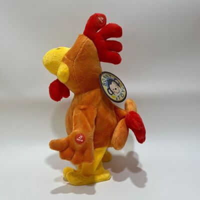 ตุ๊กตาไก่ขนยาวสีเหลืองพร้อมเสียงร้องเพลงและเต้นรำเมื่อดึงคอ ตุ๊กตาไก่ตลก ของเล่นเสริมพัฒนาการคลายเครียด