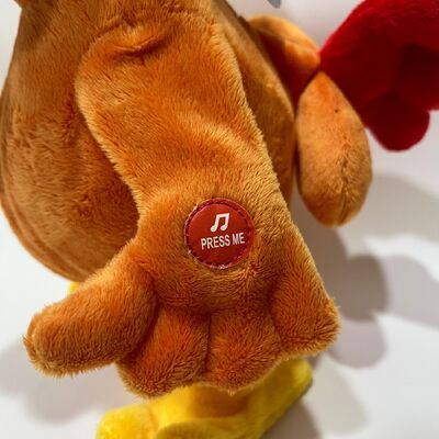 ตุ๊กตาไก่ขนยาวสีเหลืองพร้อมเสียงร้องเพลงและเต้นรำเมื่อดึงคอ ตุ๊กตาไก่ตลก ของเล่นเสริมพัฒนาการคลายเครียด