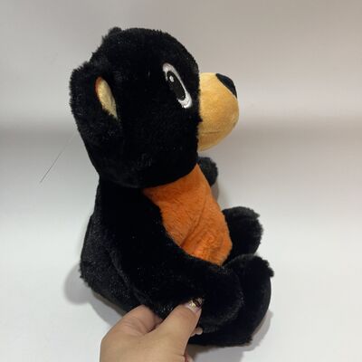 Heated Black Bear Plush Toy Orange Black Warming Doll Heatable Hand Warmer Bed Warmer Winter Gift