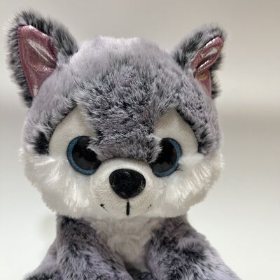 Sparkling Eyes Husky Plush Toy Grey White Big Eye Wolf Dog Doll Realistic Pet Dog Companion Gift for Kids