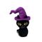 20 ซม. Halloween Talking Black Cat W / Purple Hat Recording ตุ๊กตาของเล่น